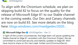 微軟恢復 Edge 瀏覽器更新，Edge 81 穩定版即將推出